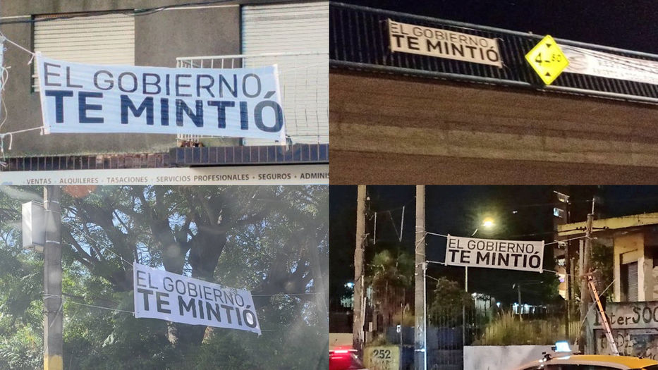 INTENDENCIA DE MONTEVIDEO RETIRÓ PASACALLES CON FRASE "EL GOBIERNO TE MINTIÓ"