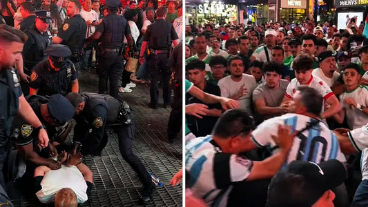 PAPELÓN: INCIDENTES Y GOLPES ENTRE HINCHAS DE ARGENTINA Y ARGELIA EN TIMES SQUARE ANTES DEL DEBUT MUNDIALISTA