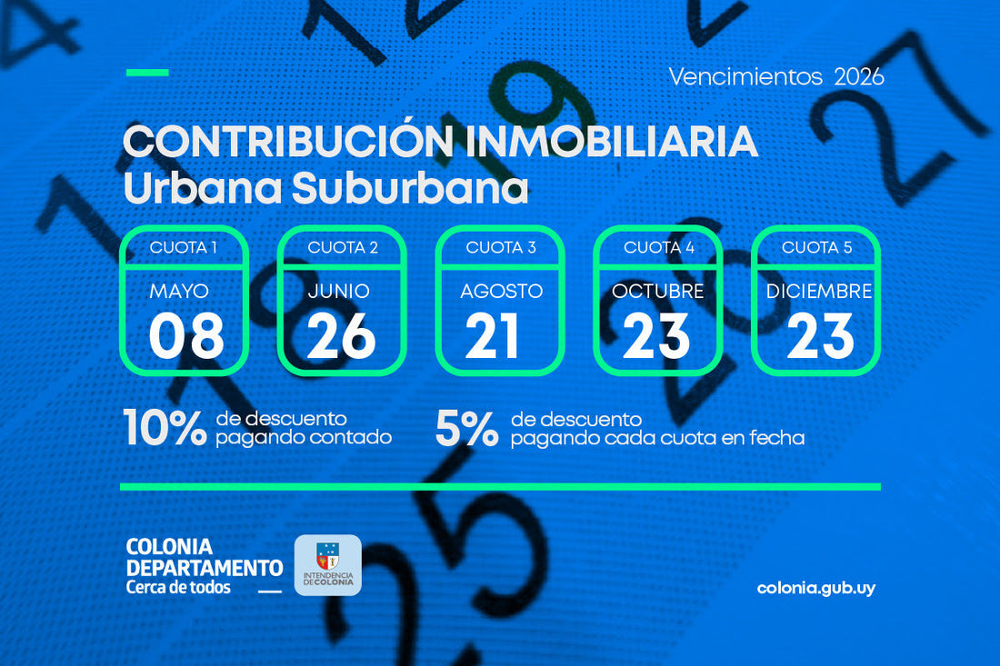 CALENDARIO DE PAGO DE CONTRIBUCIÓN INMOBILIARIA URBANA Y SUB URBANA 2026